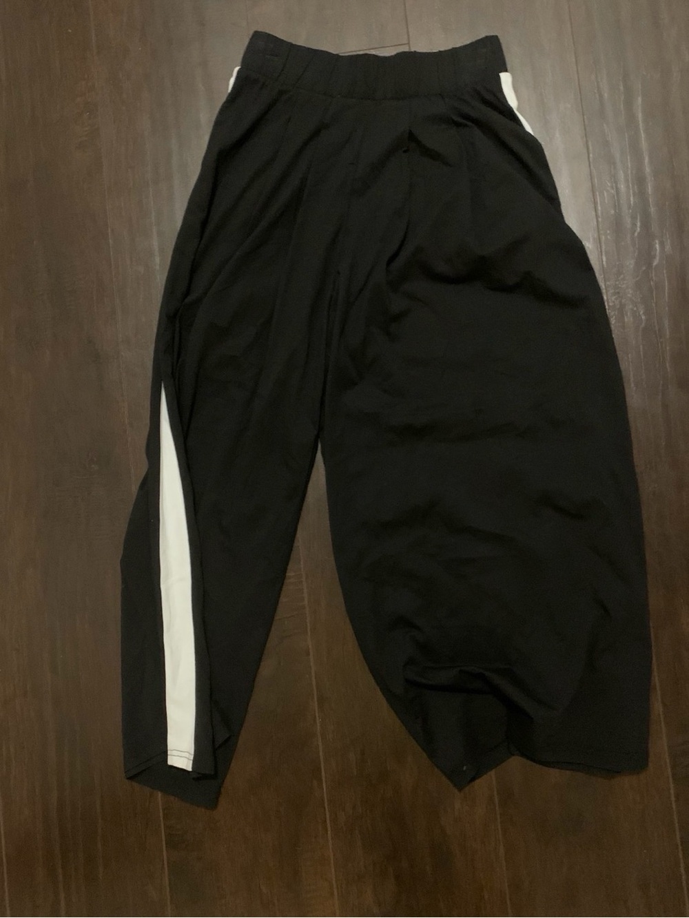 Black Wide Leg Pants with White Side Stripe